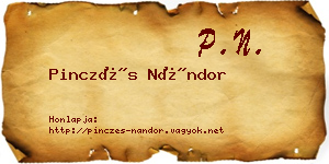 Pinczés Nándor névjegykártya